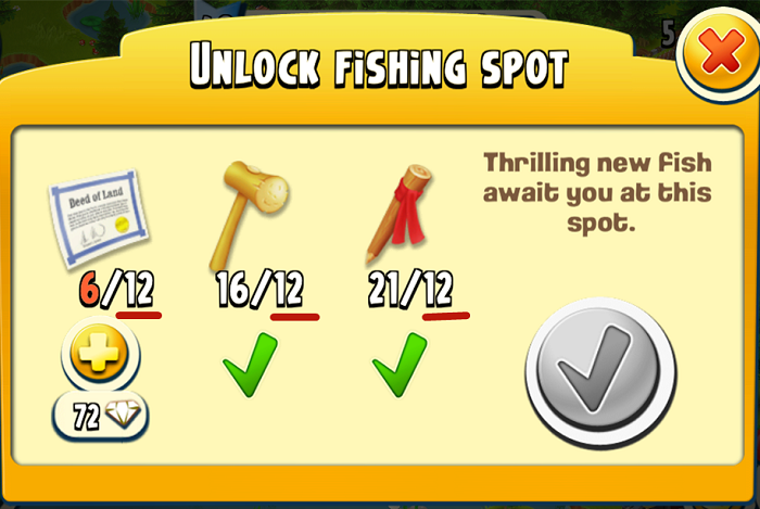 12 Land Deeds, 12 Marllets, 12 Maker Stakes to Unlock Fishing Spots in Hay Day.png